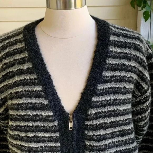 Jones NY Sport Wool & Mohair Blend Cardigan Sweater M Full Zip Hand Chunky Knit - Picture 4 of 7